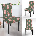 Vintage Pink Pig Pattern Print Dining Chair Slipcover