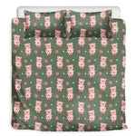Vintage Pink Pig Pattern Print Duvet Cover Bedding Set