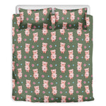 Vintage Pink Pig Pattern Print Duvet Cover Bedding Set