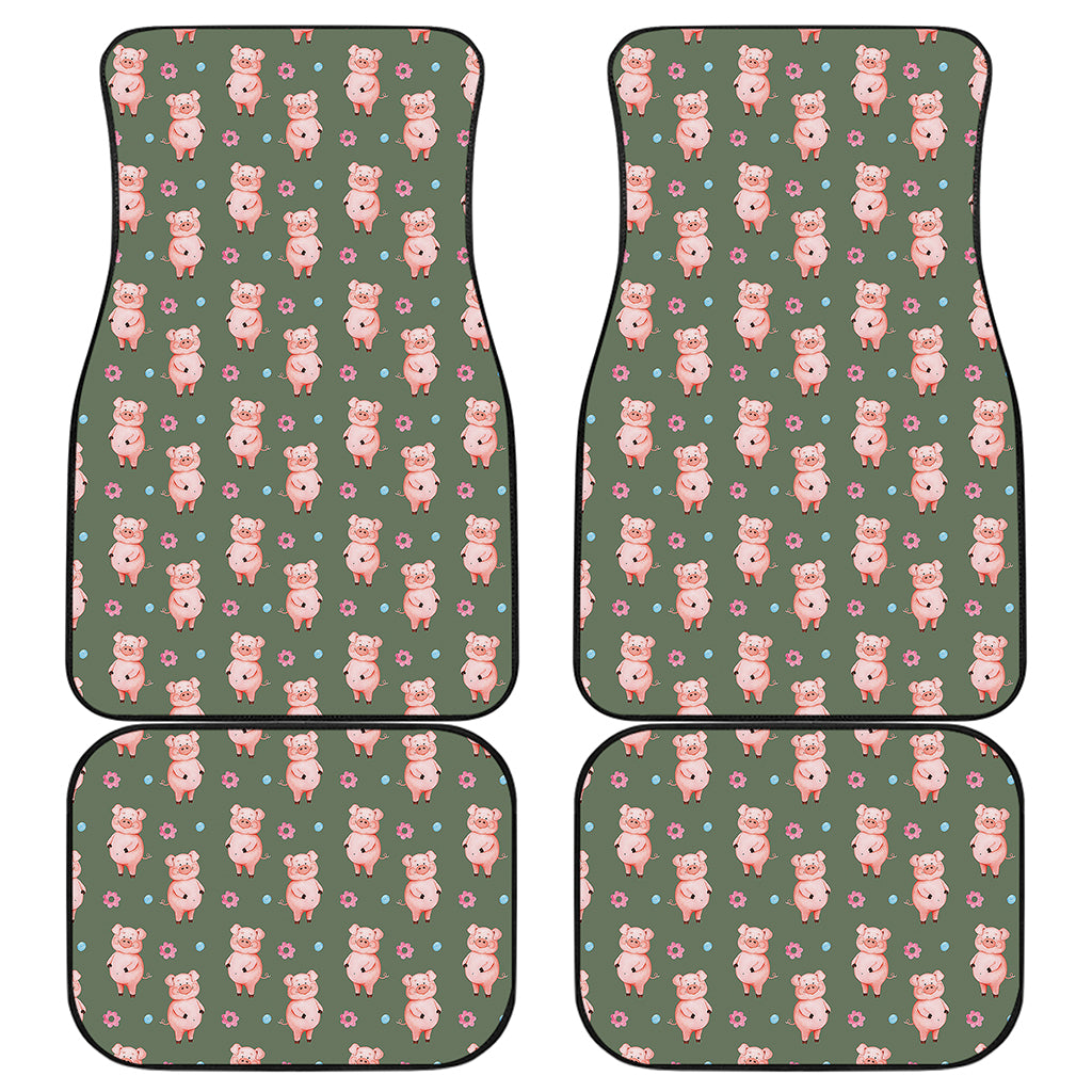 Vintage Pink Pig Pattern Print Front and Back Car Floor Mats