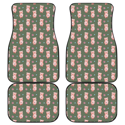 Vintage Pink Pig Pattern Print Front and Back Car Floor Mats