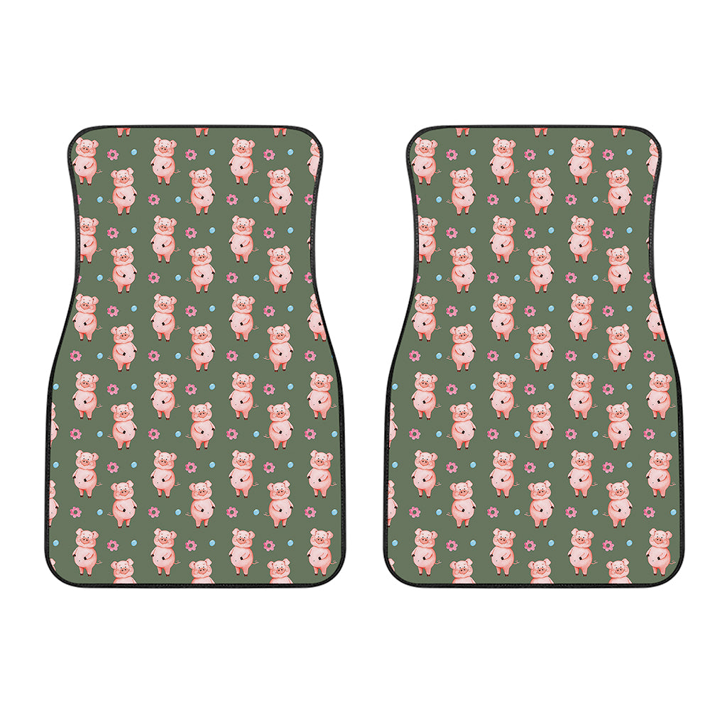 Vintage Pink Pig Pattern Print Front Car Floor Mats
