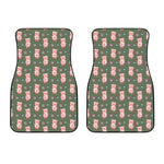 Vintage Pink Pig Pattern Print Front Car Floor Mats