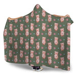 Vintage Pink Pig Pattern Print Hooded Blanket