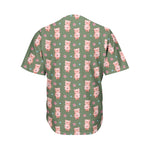 Vintage Pink Pig Pattern Print Men's Baseball Jersey