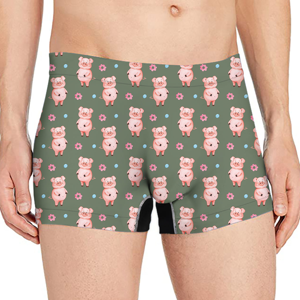 Vintage Pink Pig Pattern Print Men's Boxer Briefs