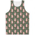 Vintage Pink Pig Pattern Print Men's Tank Top