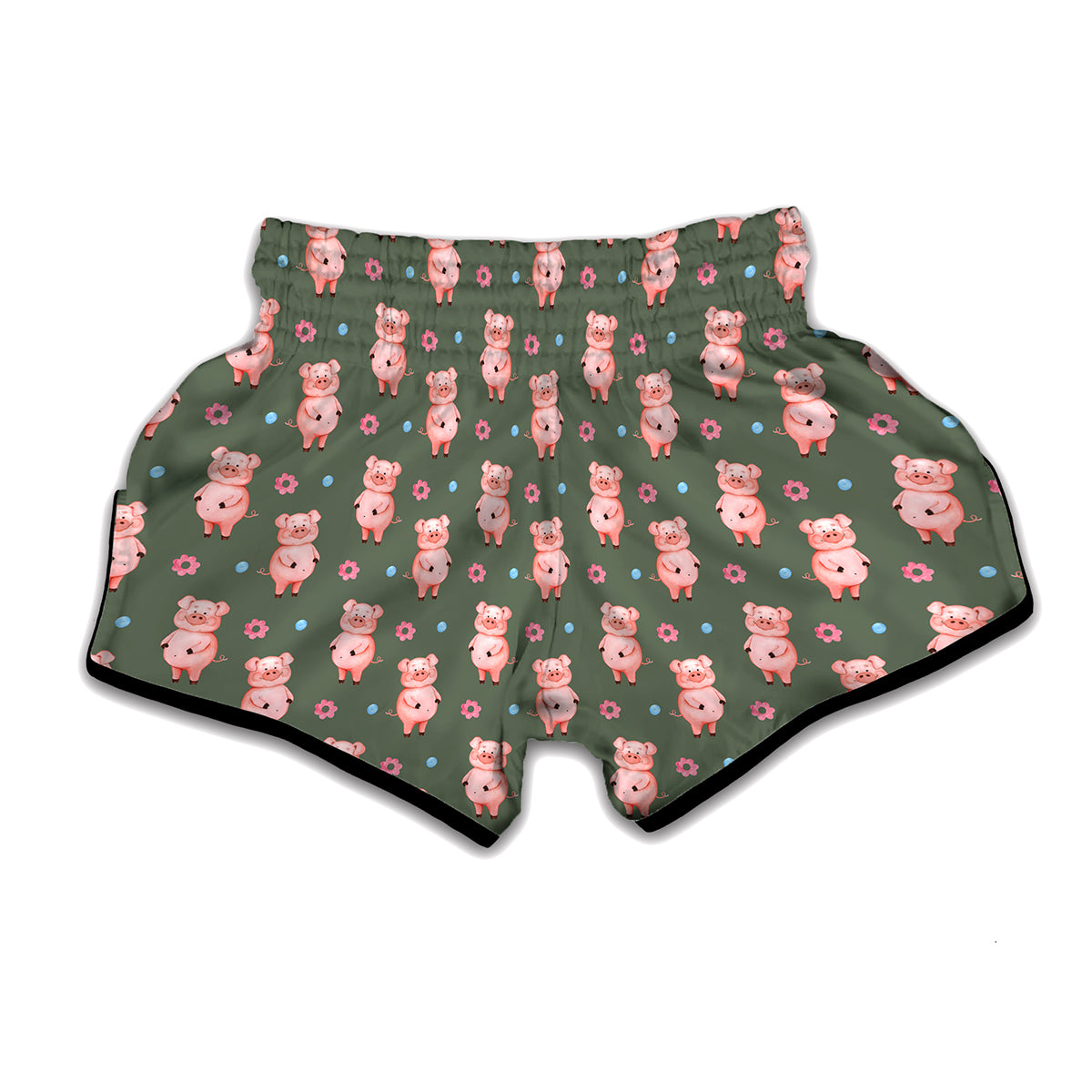 Vintage Pink Pig Pattern Print Muay Thai Boxing Shorts