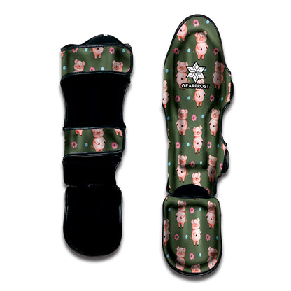 Vintage Pink Pig Pattern Print Muay Thai Shin Guard