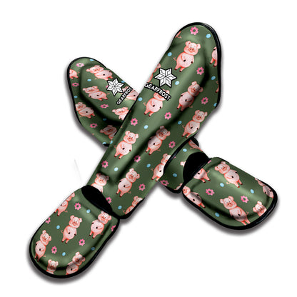 Vintage Pink Pig Pattern Print Muay Thai Shin Guard