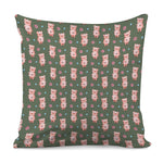 Vintage Pink Pig Pattern Print Pillow Cover