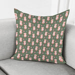 Vintage Pink Pig Pattern Print Pillow Cover
