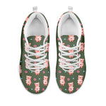 Vintage Pink Pig Pattern Print White Sneakers