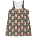 Vintage Pink Pig Pattern Print Women's Racerback Tank Top