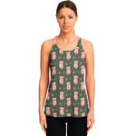 Vintage Pink Pig Pattern Print Women's Racerback Tank Top