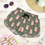 Vintage Pink Pig Pattern Print Women's Shorts
