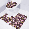 Vintage Pink Rose Floral Pattern Print 3 Piece Bath Mat Set