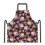 Vintage Pink Rose Floral Pattern Print Apron