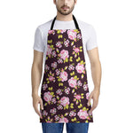 Vintage Pink Rose Floral Pattern Print Apron