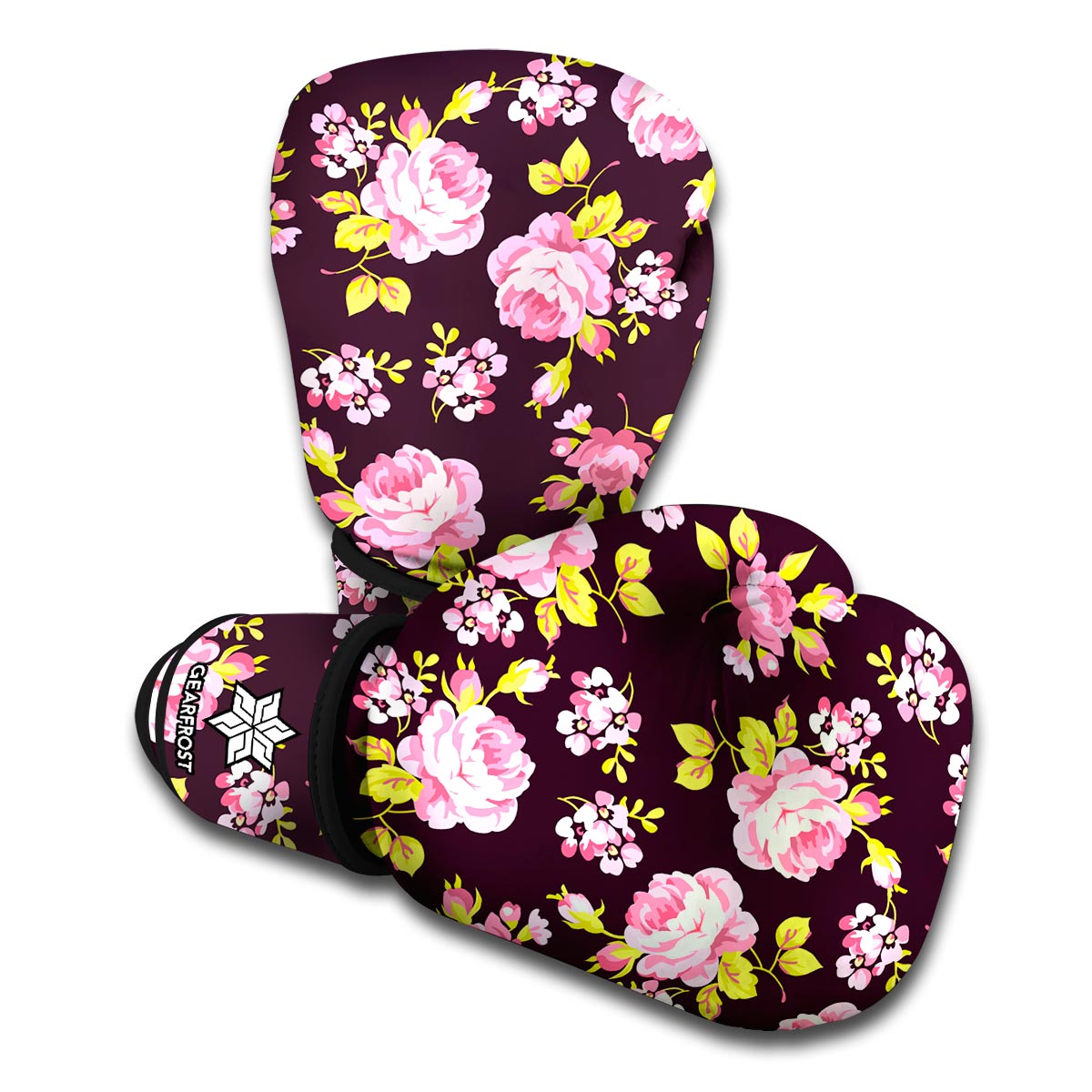 Vintage Pink Rose Floral Pattern Print Boxing Gloves