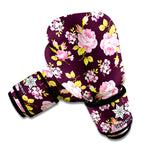 Vintage Pink Rose Floral Pattern Print Boxing Gloves