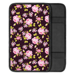 Vintage Pink Rose Floral Pattern Print Car Center Console Cover