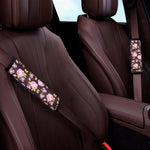 Vintage Pink Rose Floral Pattern Print Car Seat Belt Covers