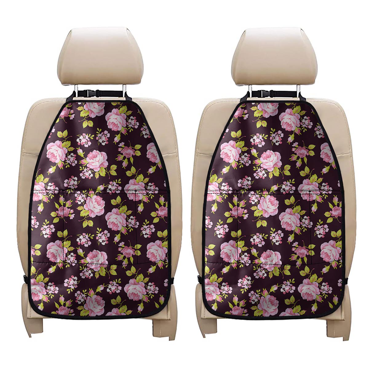 Vintage Pink Rose Floral Pattern Print Car Seat Organizers