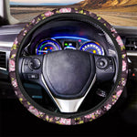 Vintage Pink Rose Floral Pattern Print Car Steering Wheel Cover