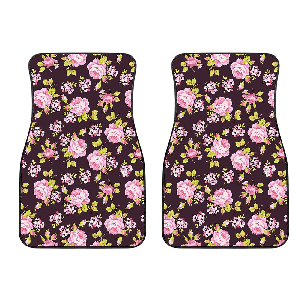 Vintage Pink Rose Floral Pattern Print Front Car Floor Mats