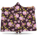 Vintage Pink Rose Floral Pattern Print Hooded Blanket