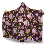 Vintage Pink Rose Floral Pattern Print Hooded Blanket