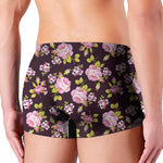 Vintage Pink Rose Floral Pattern Print Men's Boxer Briefs