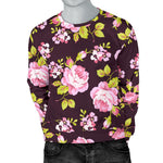 Vintage Pink Rose Floral Pattern Print Men's Crewneck Sweatshirt GearFrost