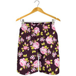 Vintage Pink Rose Floral Pattern Print Men's Shorts