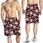 Vintage Pink Rose Floral Pattern Print Men's Shorts