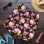 Vintage Pink Rose Floral Pattern Print Men's Shorts