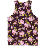 Vintage Pink Rose Floral Pattern Print Men's Tank Top