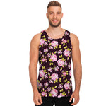 Vintage Pink Rose Floral Pattern Print Men's Tank Top