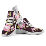 Vintage Pink Rose Floral Pattern Print Mesh Knit Shoes GearFrost
