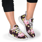 Vintage Pink Rose Floral Pattern Print Mesh Knit Shoes GearFrost