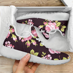 Vintage Pink Rose Floral Pattern Print Mesh Knit Shoes GearFrost