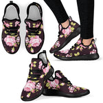 Vintage Pink Rose Floral Pattern Print Mesh Knit Shoes GearFrost