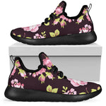 Vintage Pink Rose Floral Pattern Print Mesh Knit Shoes GearFrost