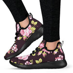 Vintage Pink Rose Floral Pattern Print Mesh Knit Shoes GearFrost