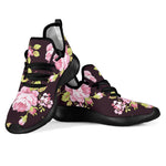 Vintage Pink Rose Floral Pattern Print Mesh Knit Shoes GearFrost