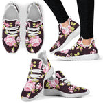 Vintage Pink Rose Floral Pattern Print Mesh Knit Shoes GearFrost