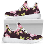 Vintage Pink Rose Floral Pattern Print Mesh Knit Shoes GearFrost