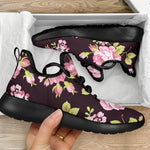 Vintage Pink Rose Floral Pattern Print Mesh Knit Shoes GearFrost