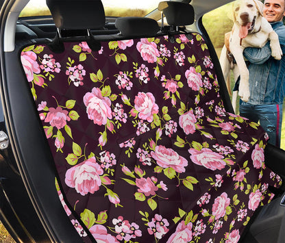 Vintage Pink Rose Floral Pattern Print Pet Car Back Seat Cover